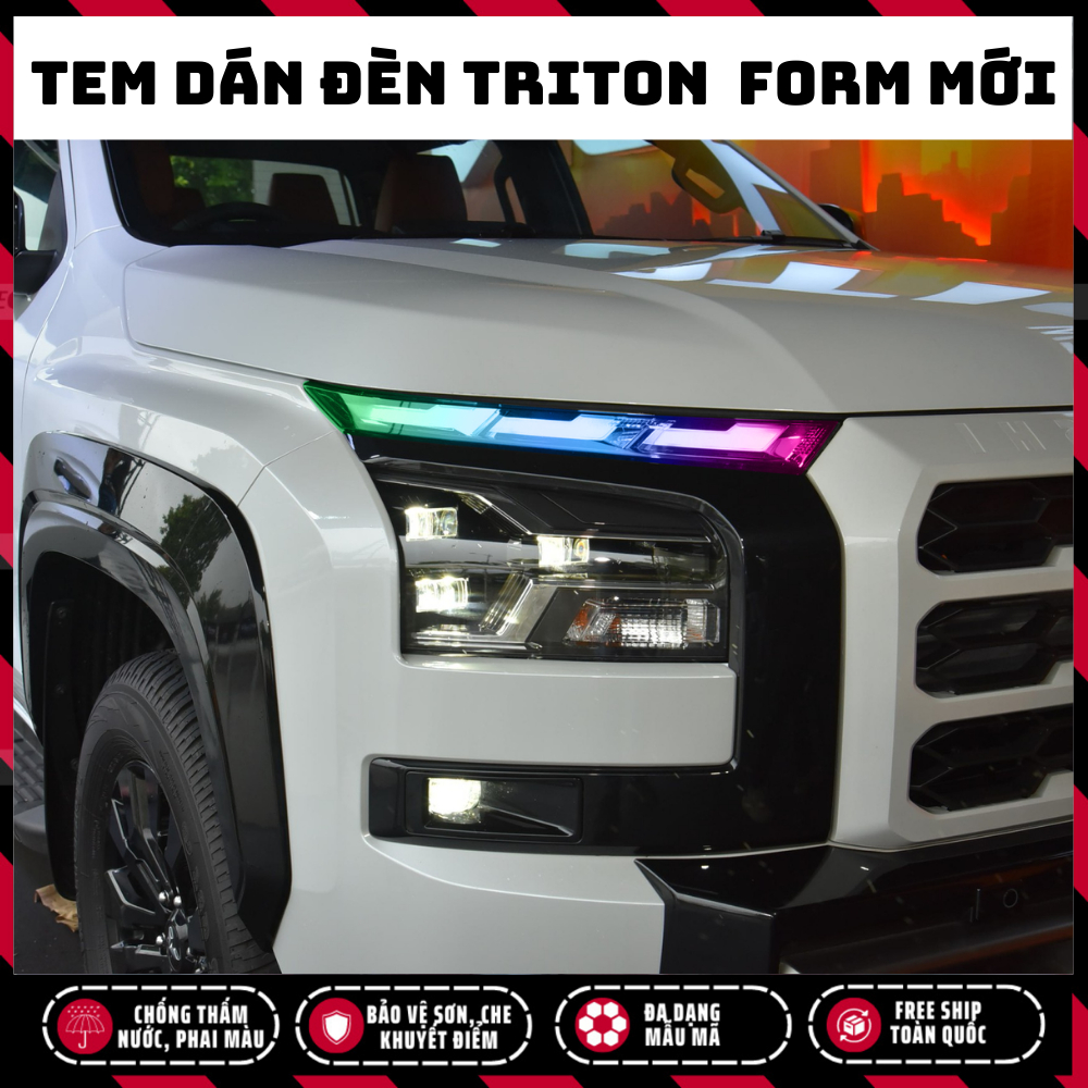 Tem dán đèn Triton 2024 - 2025, decal đèn Triton 2024-2025 bền màu chống nước