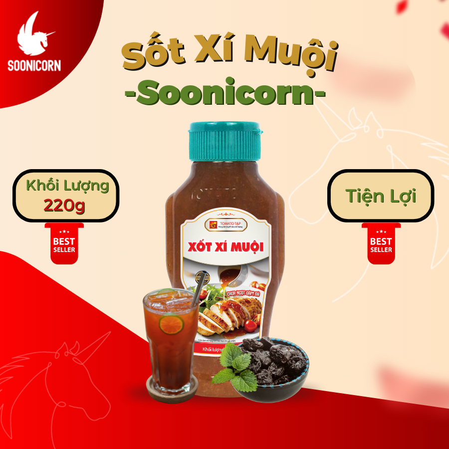 🍑 Xốt Xí Muội 220g | Sốt Chua Ngọt Đậm Đà Dùng Chấm Gà Nướng, Hoa Quả, Pha Chế Nước – Soonicorn