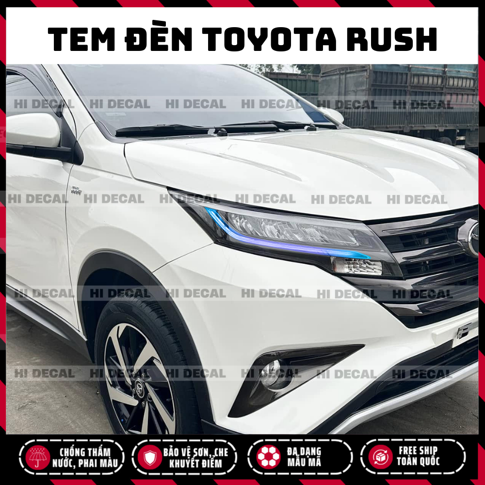 Tem dán đèn Rush 2019 - 2025, decal đèn Toyota Rush trang trí, tạo điểm nhấn