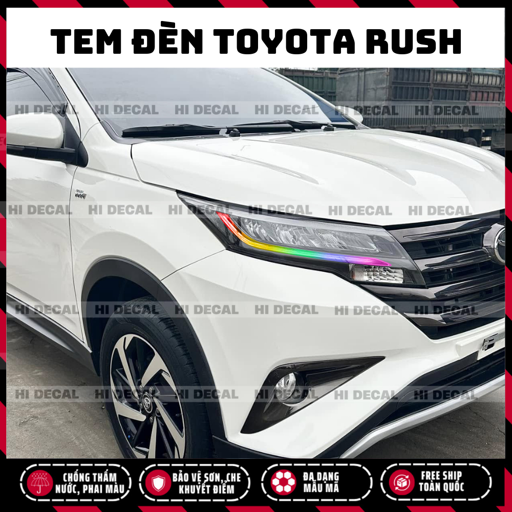 Tem dán đèn Rush 2019 - 2025, decal đèn Toyota Rush trang trí, tạo điểm nhấn