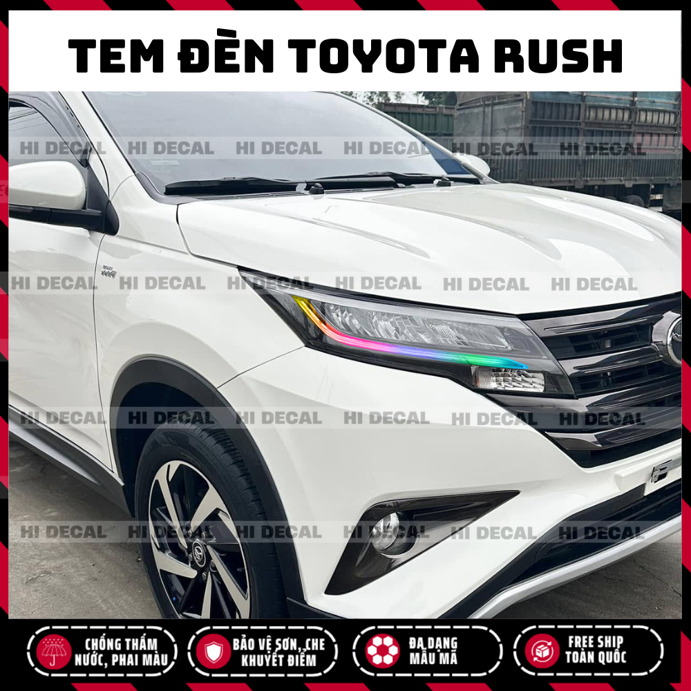 Tem dán đèn Rush 2019 - 2025, decal đèn Toyota Rush trang trí, tạo điểm nhấn