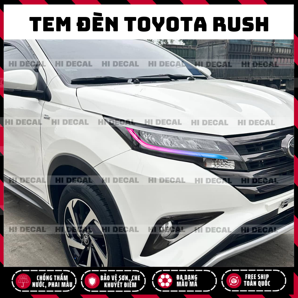 Tem dán đèn Rush 2019 - 2025, decal đèn Toyota Rush trang trí, tạo điểm nhấn