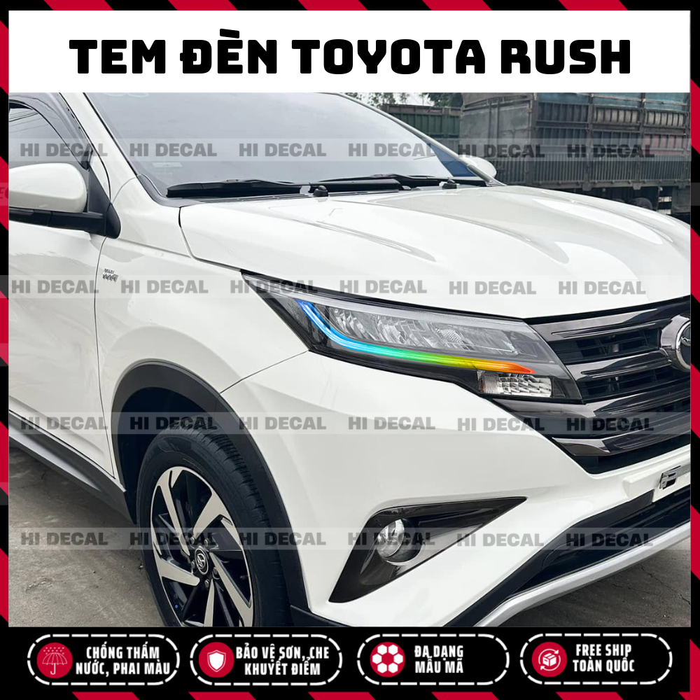 Tem dán đèn Rush 2019 - 2025, decal đèn Toyota Rush trang trí, tạo điểm nhấn