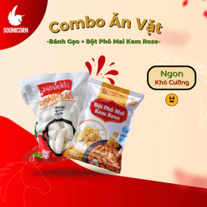 🍘 Combo Nhâm Nhi Bánh Gạo 500g + Bột Phô Mai Kem Rose 100g | Tokbokki Lắc Phô Mai Kem – Soonicorn