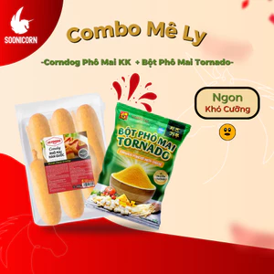 🌭 Combo Corndog Phô Mai KK 6C 480g + Bột Phô Mai Tornado 100g | Lắc Phô Mai Vị Hàn Quốc – Soonicorn