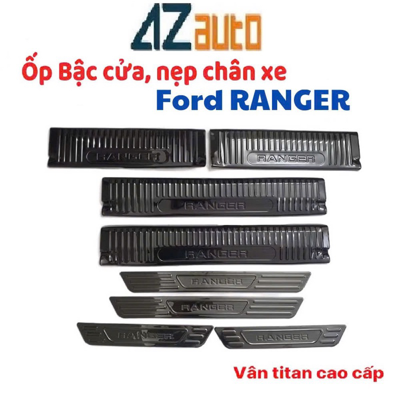 Ốp bậc cửa, nẹp bước chân cho xe Ford Ranger 2023-2026 Vân titan cao cấp