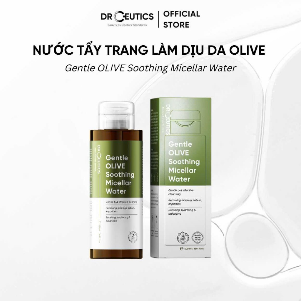 Ảnh DrCeutics Nước Tẩy Trang Làm Dịu Da OLIVE - Gentle OLIVE Soothing Micellar Water Dành Cho Mọi Loại Da, Da nhạy cảm 500ml 1