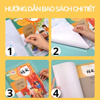 Combo 30 bọc Decal + 30 nhãn vở size nhỏ, size nhỡ, size lớn cho học sinh từ lớp 1-12