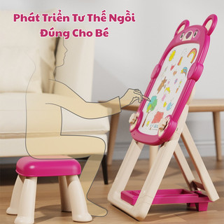 Bảng Vẽ 2 Mặt Từ Tính Kèm Giá Đỡ Điều Chỉnh Chiều Cao - Bảng Viết Thông Minh Tặng Kèm Phụ Kiện Bút Màu Và Phấn Cho Bé