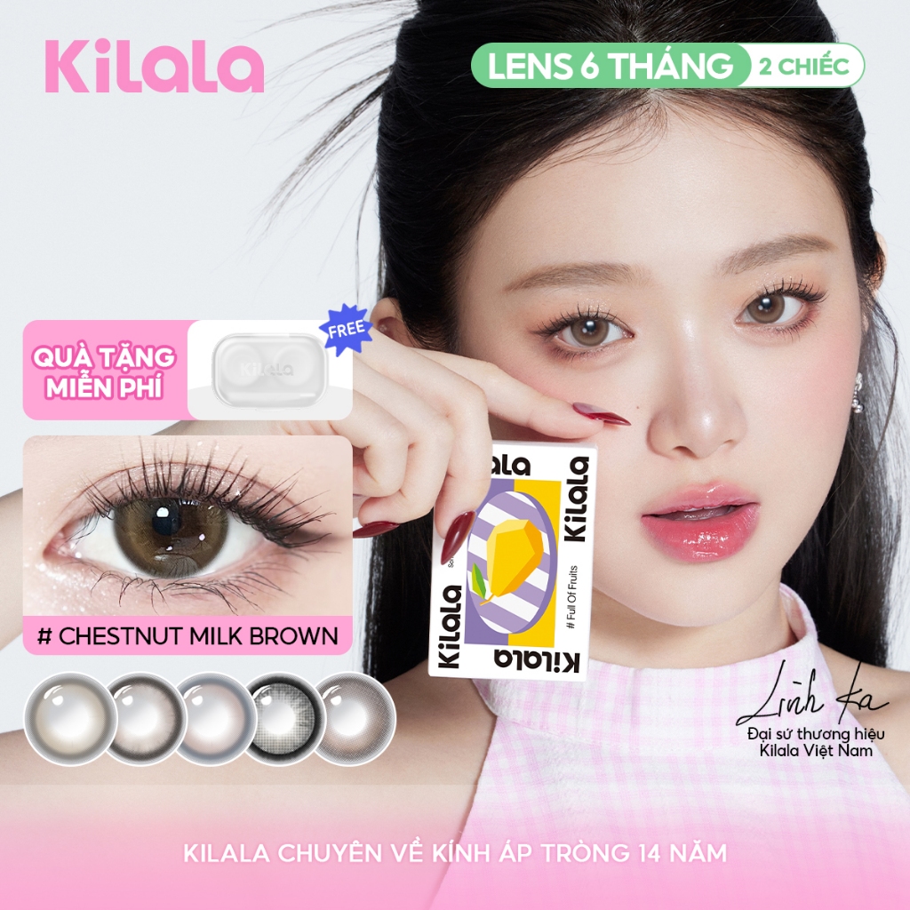 Kính áp tròng Kilala màu nâu Chestnut Milk Brown/White Peach Brown ...