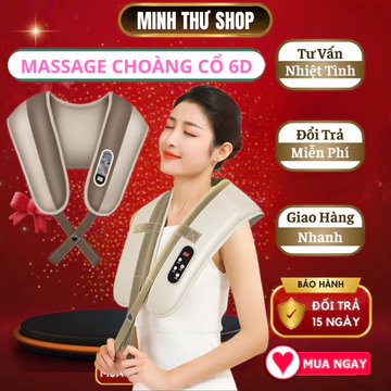 máy massage cổ vai gáy 6D bản cao cấp , đai khăn choàng massage cổ vai gáy