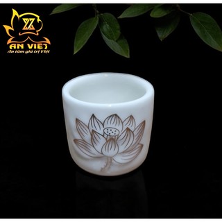Bộ Áng 3 Ly Nước Bạch Ngọc Sen Trắng Thờ Cúng - Nội Thất An Việt - BNST, Gốm Sứ Cao Cấp