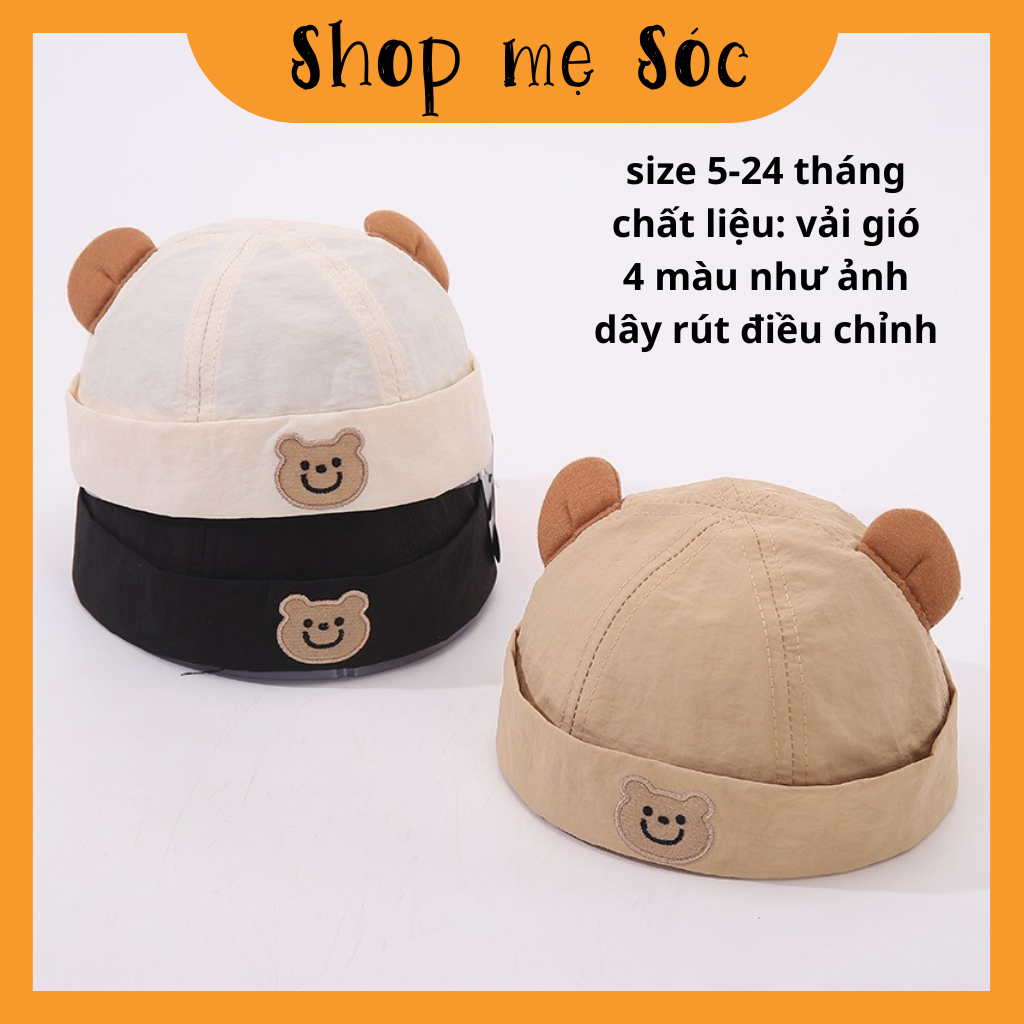 Mũ Beanie MŨ NỒI Thêu Hình Gấu Dễ Thương Phong Cách Híp Hốp Thời Trang Cho Bé Yêu mesocshop