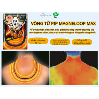 Vòng Từ Tính Giảm Đau Mỏi Cổ Vai Gáy, Thoái Hóa PIP Magneloop MAX Nhật Bản (Màu Đen 45cm ~ 60cm)