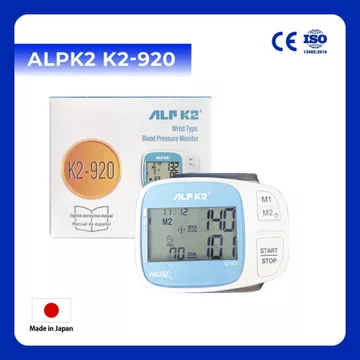 MÁY ĐO HUYẾT ÁP ALPK2 K2-920, máy đo huyết áp cổ tay ALPK2 K2-920 hàng Nhật Bản
