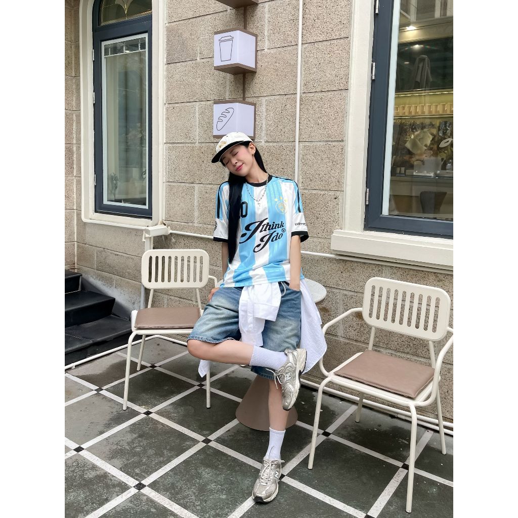 Ảnh Áo Thun DirtyCoins Soccer Jersey Striped Baby Blue White 1