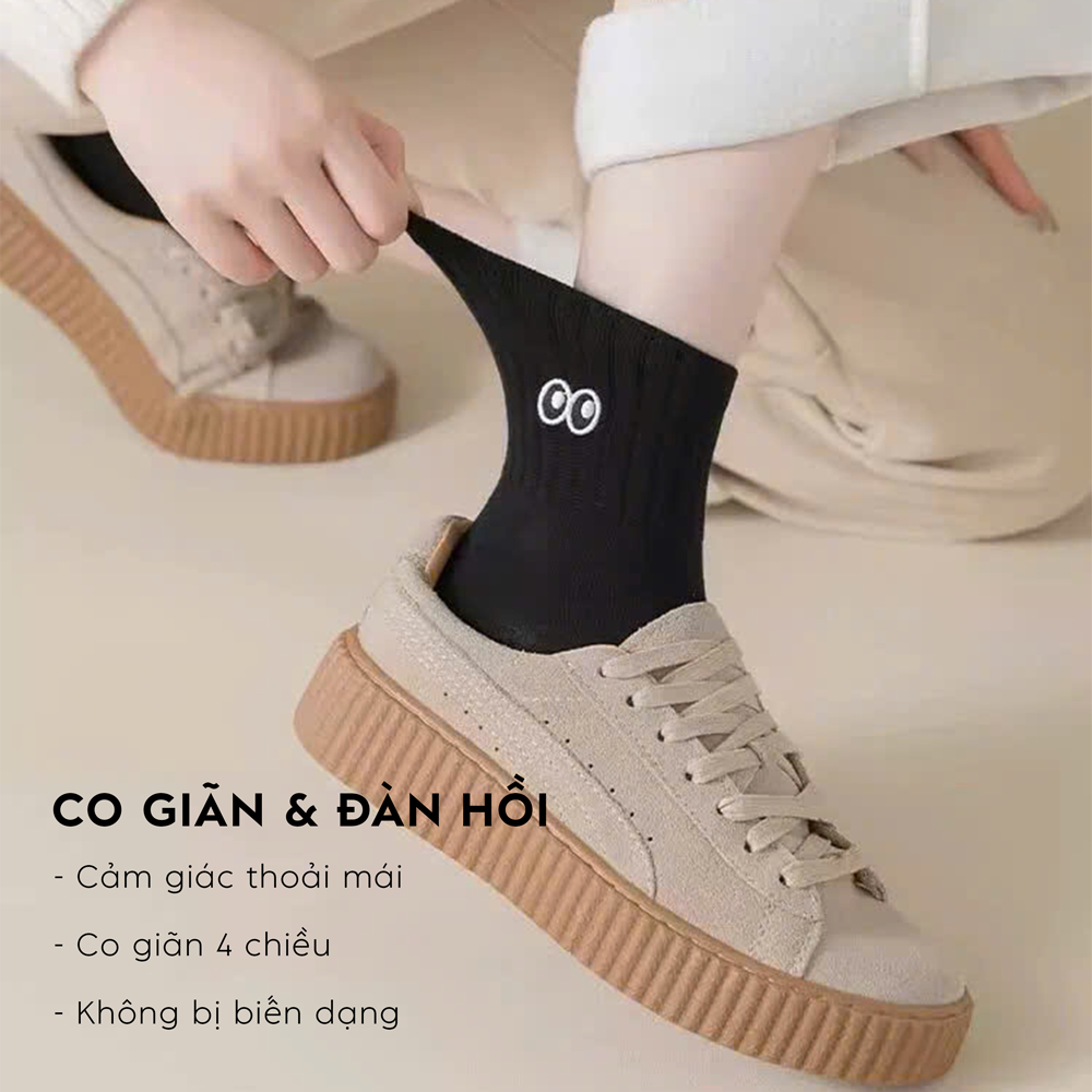 Tất vớ cổ cao nam nữ Ekiu họa tiết dệt đáng yêu, chất liệu mềm mịn thoáng khí - Ekiu Shop