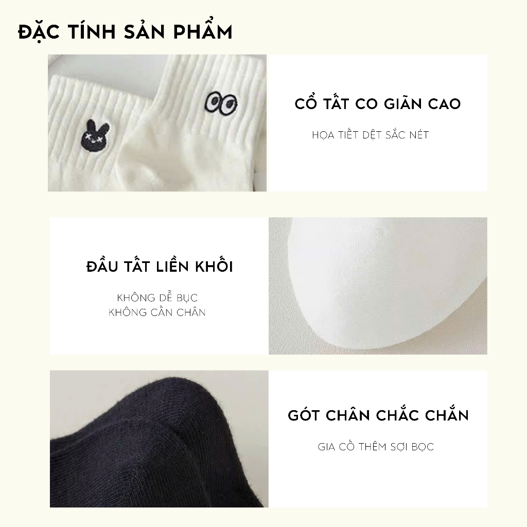 Tất vớ cổ cao nam nữ Ekiu họa tiết dệt đáng yêu, chất liệu mềm mịn thoáng khí - Ekiu Shop