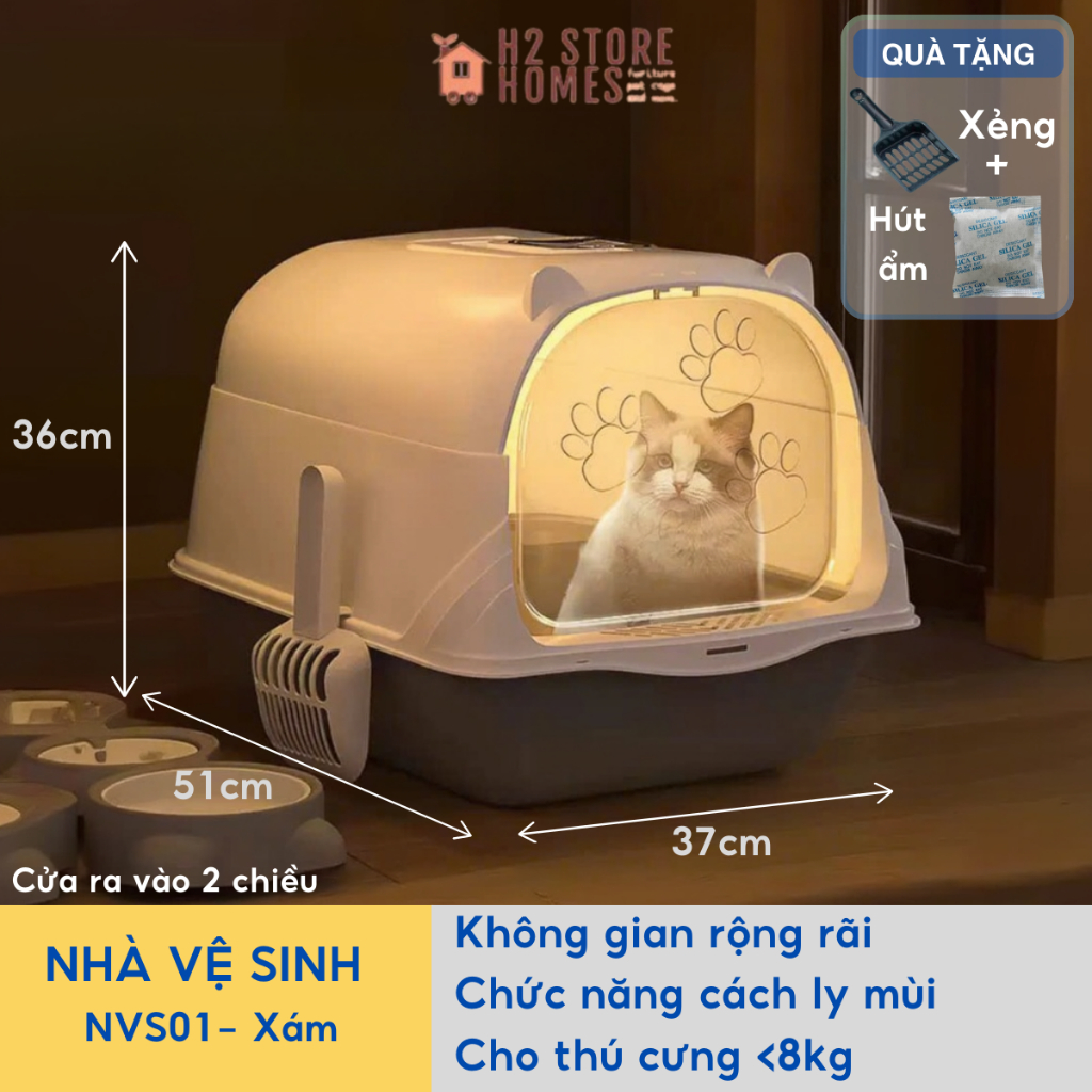 Nhà vệ sinh cho mèo size lớn, nhà cát cho mèo cỡ vừa mèo đi vệ sinh có thể tháo nắp để thành khay hở