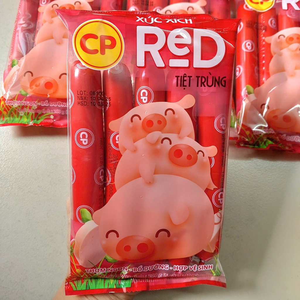 2 Gói Xúc Xích Heo CP Tiệt Trùng_Mỗi gói 200g_ Cây LỚN (5 Cây/ 1 Gói)