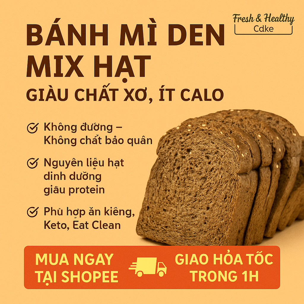 Bánh Mì Đen Mix Hạt, ăn kiêng , giảm cân, không đường, Fresh healthy ...