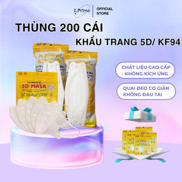Thùng 200c khẩu trang 5D/ Khẩu trang KF94 Khẩu Trang Y Tế 3 Lớp Kháng Khuẩn Cao Cấp.