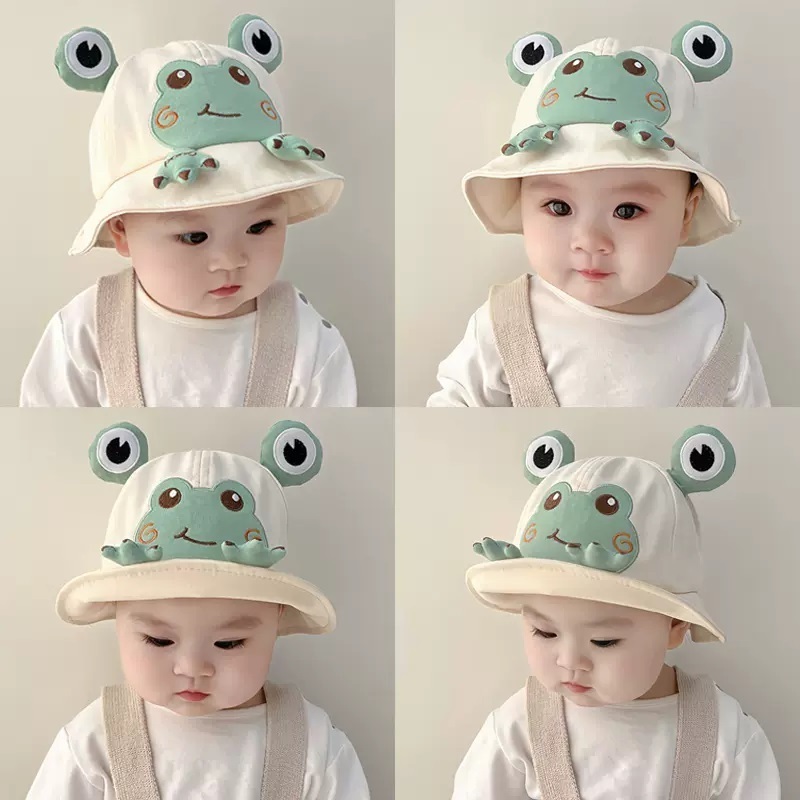 Mũ nón vành hình Ếch cho bé trai bé gái 5-24 tháng đi học kèm chắn giọt kéo khoá mesocshop