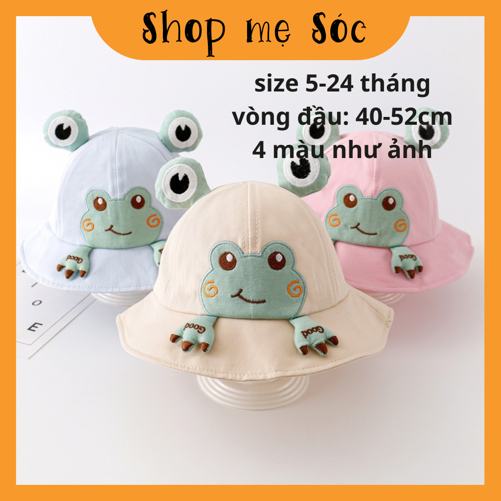 Mũ nón vành hình Ếch cho bé trai bé gái 5-24 tháng đi học kèm chắn giọt kéo khoá mesocshop