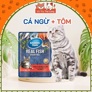 (Combo 24 Gói) Pate Cho Mèo Snappy Tom Real Fish, Real Meat Gói 85g