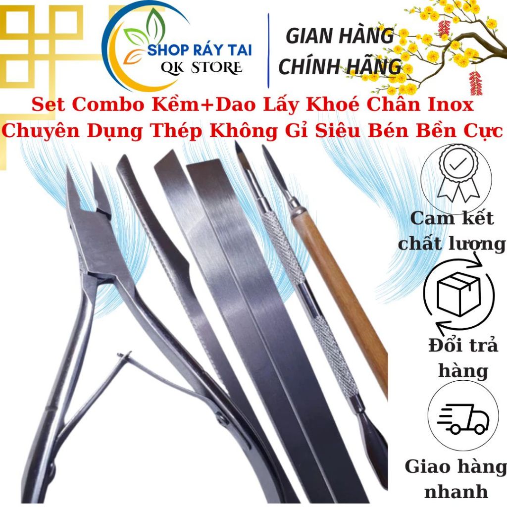 Set Combo Kềm+Dao Lấy Khoé Chân Inox Chuyên Dụng Thép Không Gỉ Siêu Bén ...