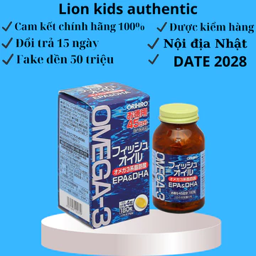 Dầu cá Omega 3 Orihiro [FREE SHIP] Fish Oil Nhật Bản hộp 180 viên