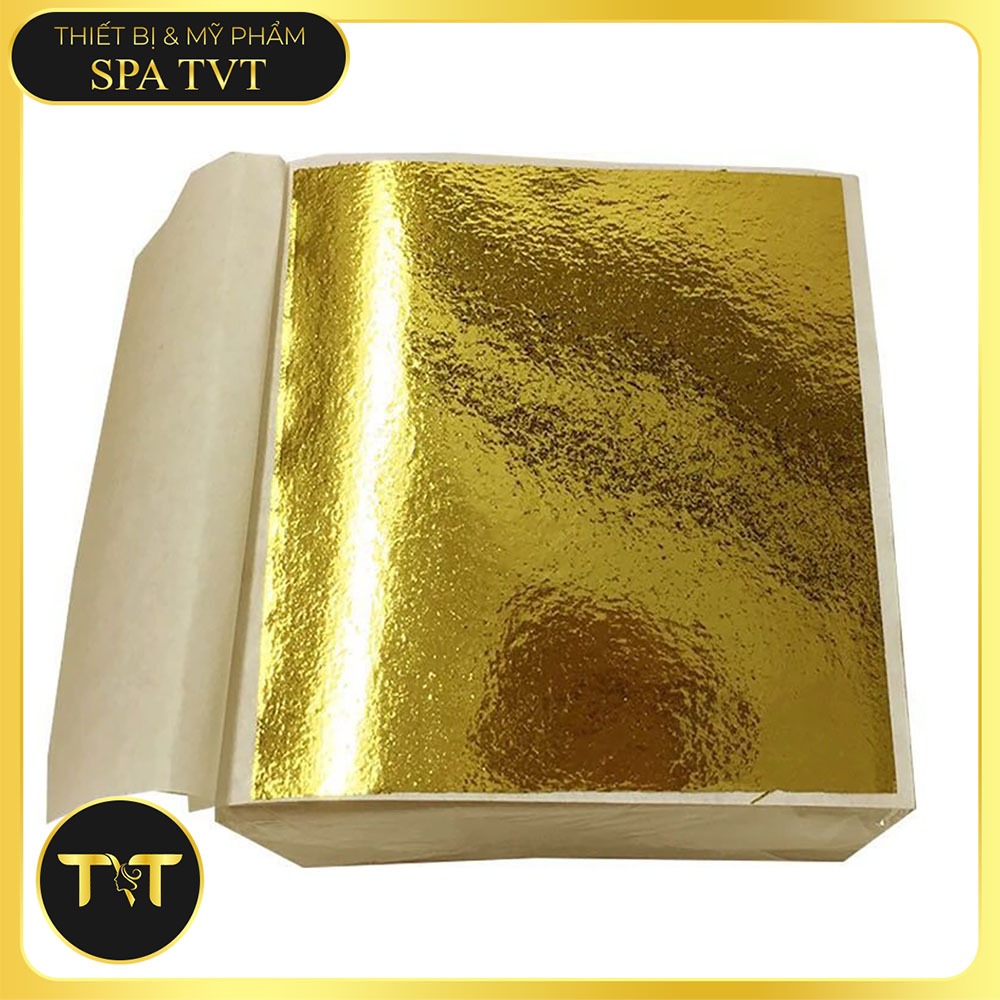 Hộp 100 Miếng Vàng DSB &  MAGNOLIA Lá 24K, Mặt Nạ Dát Vàng Gold Lá To Kích Thước 9x9cm