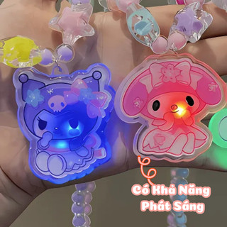 Bộ Vòng Cổ Vòng Tay Phát Sáng Cho Bé Họa Tiết Hoạt Hình Kuromi Thỏ Hồng Dây Chuyền Ngọc Trai Cho Bé