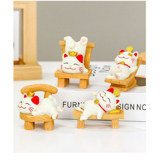 Tượng Mèo Chiêu Tài May Mắn Tân Trang Phòng Khách Decor Nhà, Tượng Mèo Tiền Vàng Decor Bàn Làm Việc Mang Lại May Mắn