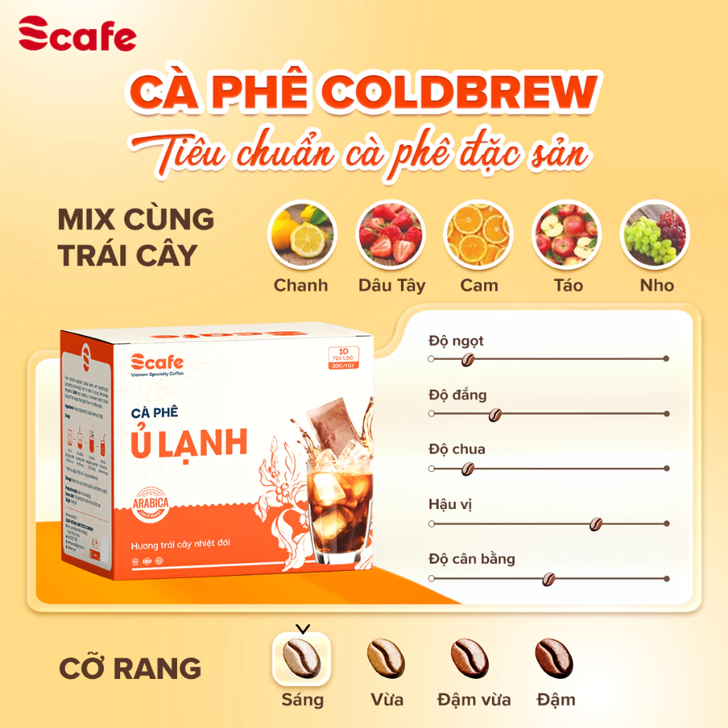 Cà Phê Ủ Lạnh Cold Brew Hạt Arabica Nguyên Chất Nốt Hương Trái Cây Nhiệt Đới Scafe Việt Nam