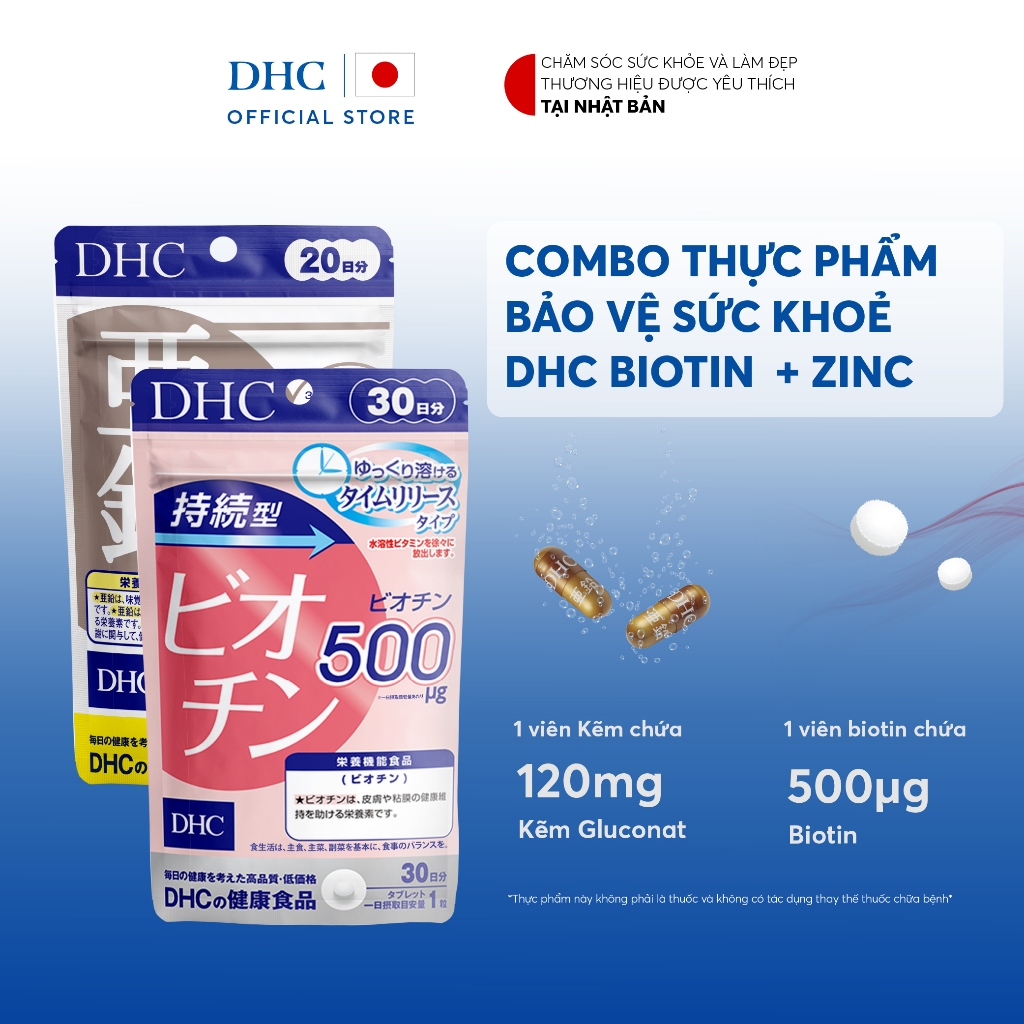 Ảnh Combo Thực phẩm bảo vệ sức khoẻ DHC BIOTIN (30 ngày) + ZinC (20 ngày) - Dạng viên uống hỗ trợ bổ sung Biotin + Kẽm 1