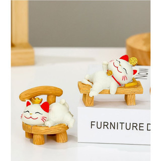 Tượng Mèo Chiêu Tài May Mắn Tân Trang Phòng Khách Decor Nhà, Tượng Mèo Tiền Vàng Decor Bàn Làm Việc Mang Lại May Mắn
