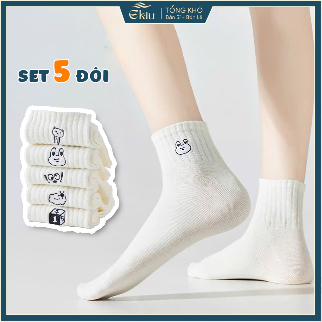 Tất vớ nam nữ cổ ngắn họa tiết dệt đáng yêu, chất liệu vải mềm mịn co giãn - Ekiu Shop