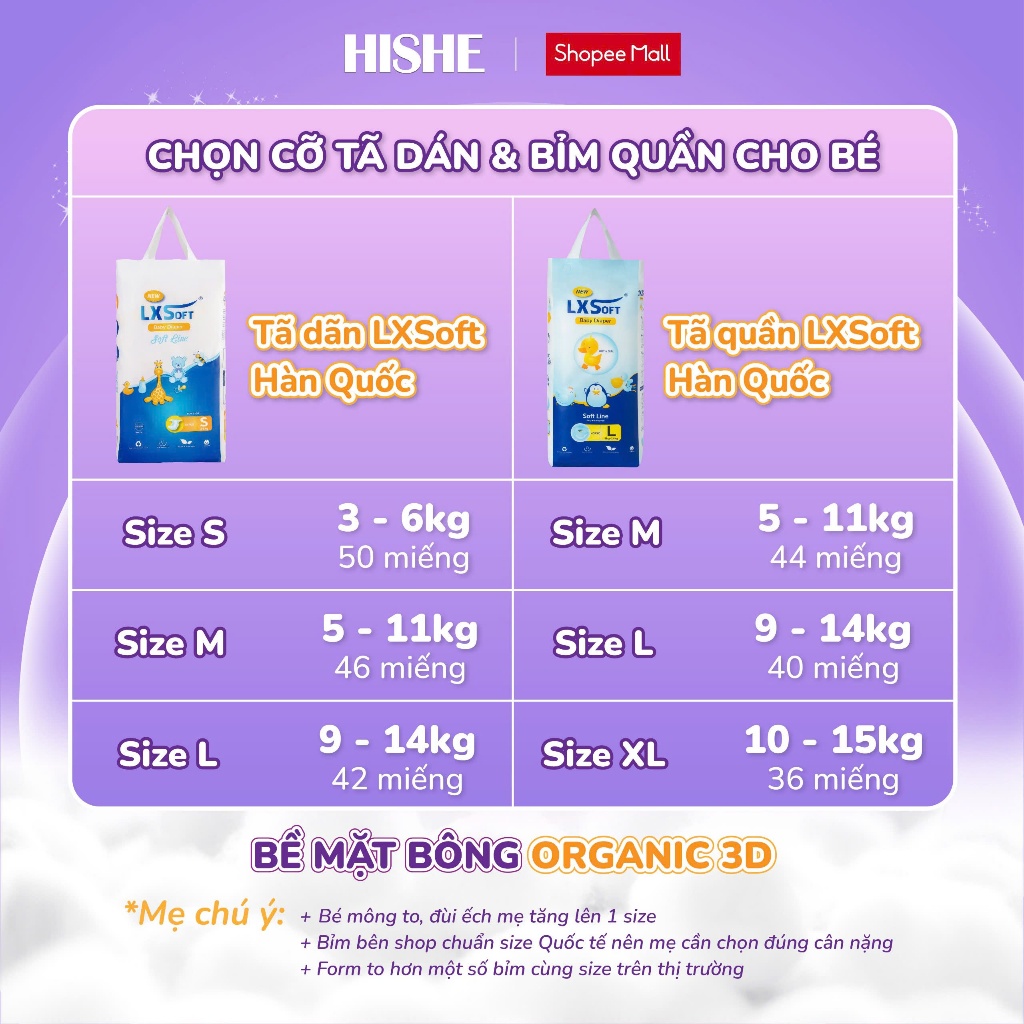 [ Tặng 10 miếng] Bỉm Lxsoft DÁN mỏng nhẹ, mềm mịn, thấm hút tốt, chống hăm cho bé yêu