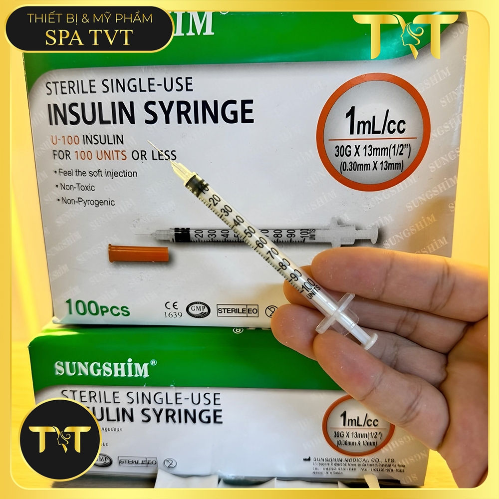 Kim Tiểu Đường Sungshim Hàn Quốc 30G 13mm, Kim Tiêm Insulin Vô Trùng Dùng Một Lần, Đầu Kim Sắc Bén