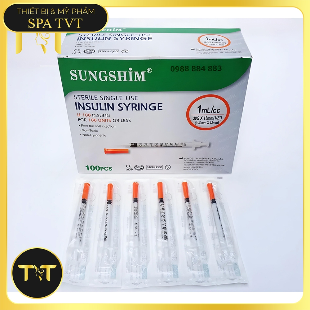 Kim Tiểu Đường Sungshim Hàn Quốc 30G 13mm, Kim Tiêm Insulin Vô Trùng Dùng Một Lần, Đầu Kim Sắc Bén