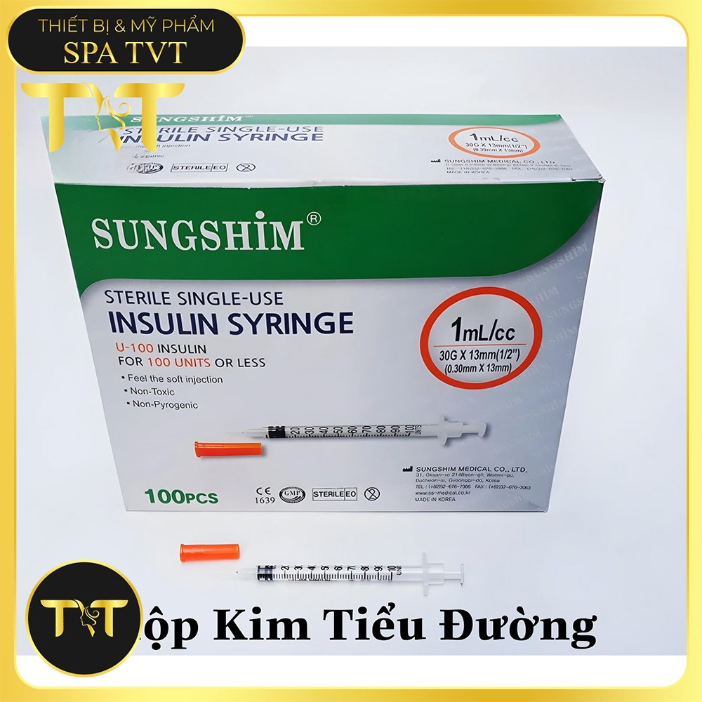 Kim Tiểu Đường Sungshim Hàn Quốc 30G 13mm, Kim Tiêm Insulin Vô Trùng Dùng Một Lần, Đầu Kim Sắc Bén