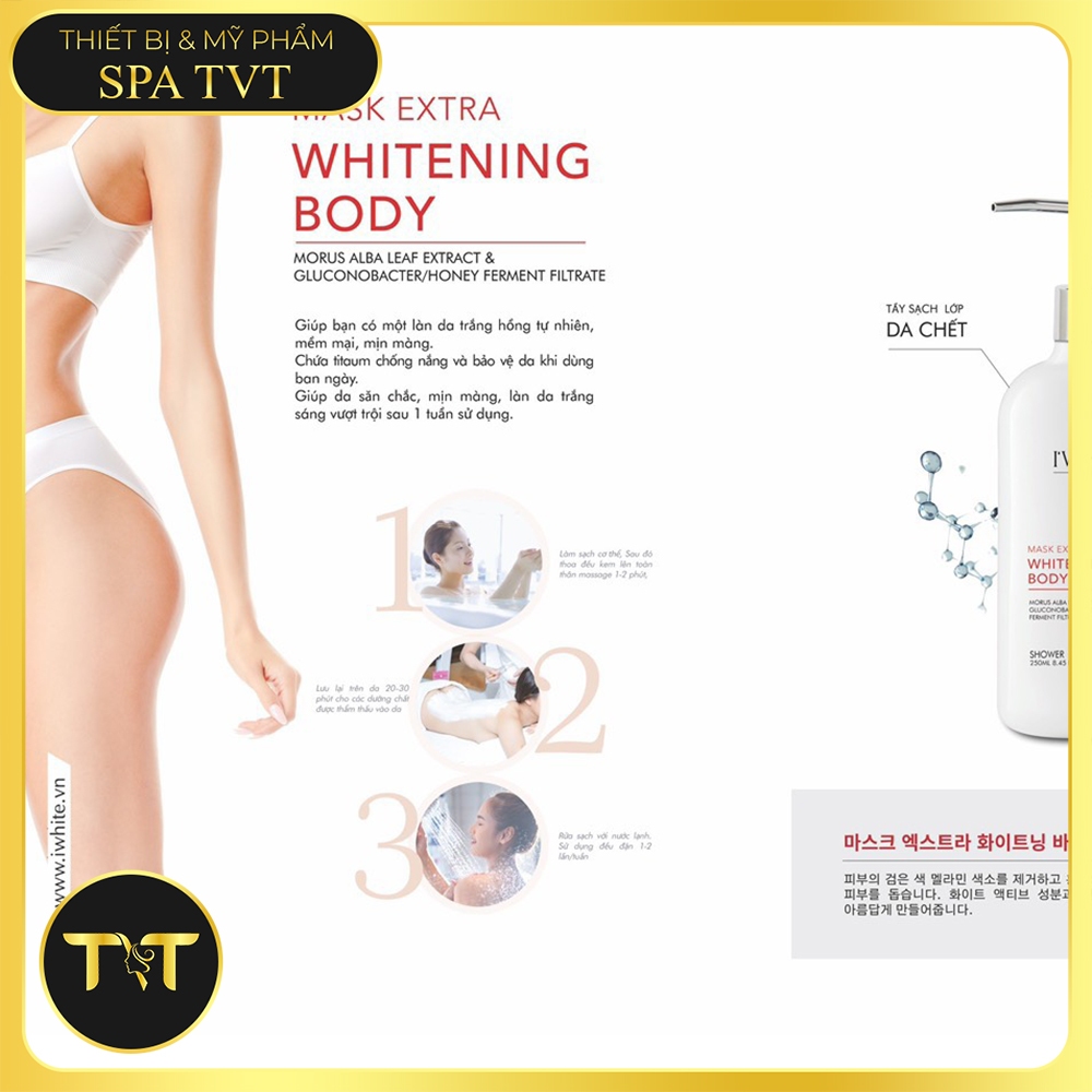 BỘ TẮM TRẮNG IWHITE 250ML X3, TẨY DA CHẾT, Ủ TRẮNG, DƯỠNG TRẮNG BODY, DA SÁNG MỊN