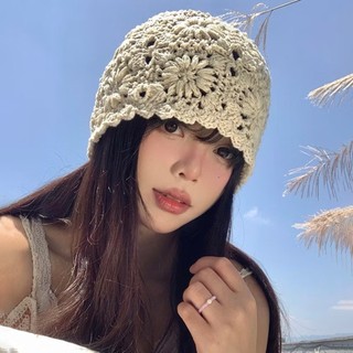IK Mũ Len Dệt Kim Đính Hoa Phong Cách Y2K Mũ Trùm Đầu Cô Dâu U10