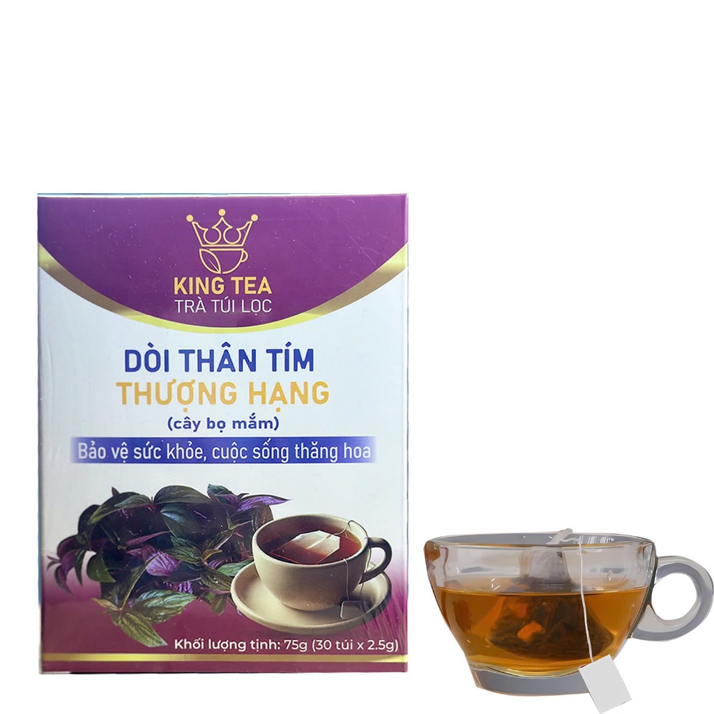 Ảnh Trà Dòi Thân Tím Kingtea (15 ngày uống) 30 túi lọc - Dòi Thân Tím Sấy Lạnh , Sao Thơm - Dòi Thân Tím Bổ Phổi , Giảm Ho 4