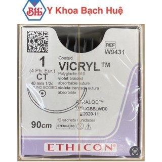 Hộp 12 tép  Chỉ Vicryl 1.0, Chỉ phẫu thuật Vicryl 1.0 W9431 (Hộp 12 tép)