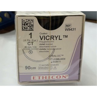 Hộp 12 tép  Chỉ Vicryl 1.0, Chỉ phẫu thuật Vicryl 1.0 W9431 (Hộp 12 tép)
