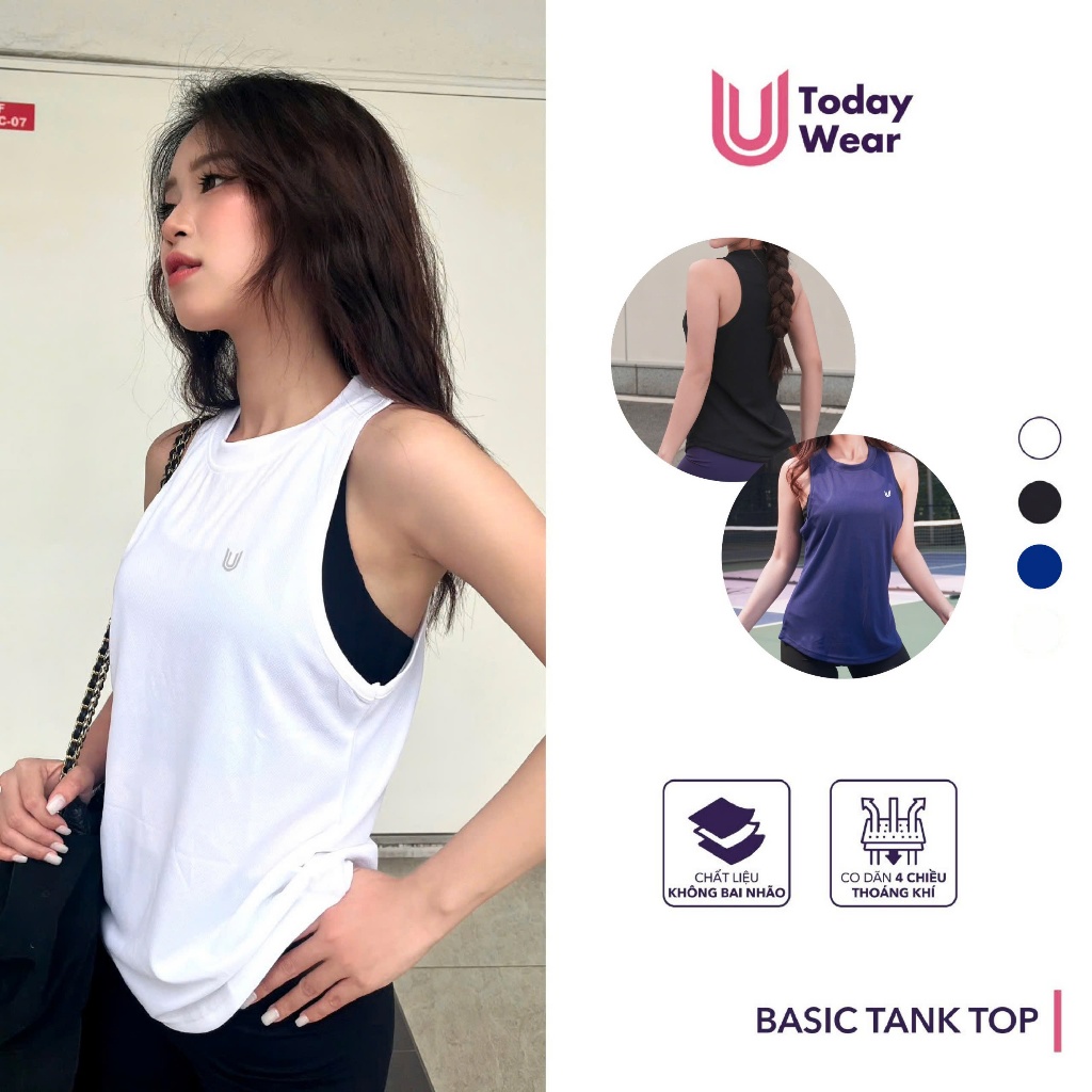 Ảnh Áo thể thao Basic Tank Top ba lỗ nữ khoác ngoài tập gym dáng rộng mặc thoải mái Today U Wear 1