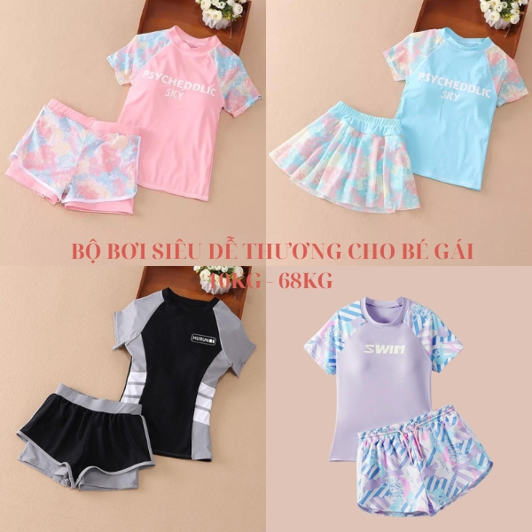 Bộ Bơi Bé Gái Và Mẹ Mặc Đi Biển Size Đại 1t - 15 tuổi 10Kg - 65Kg - Bikini - Sét Bơi Cho Bé - Bộ Bơi Nữ - Bộ Bơi Kín Đáo