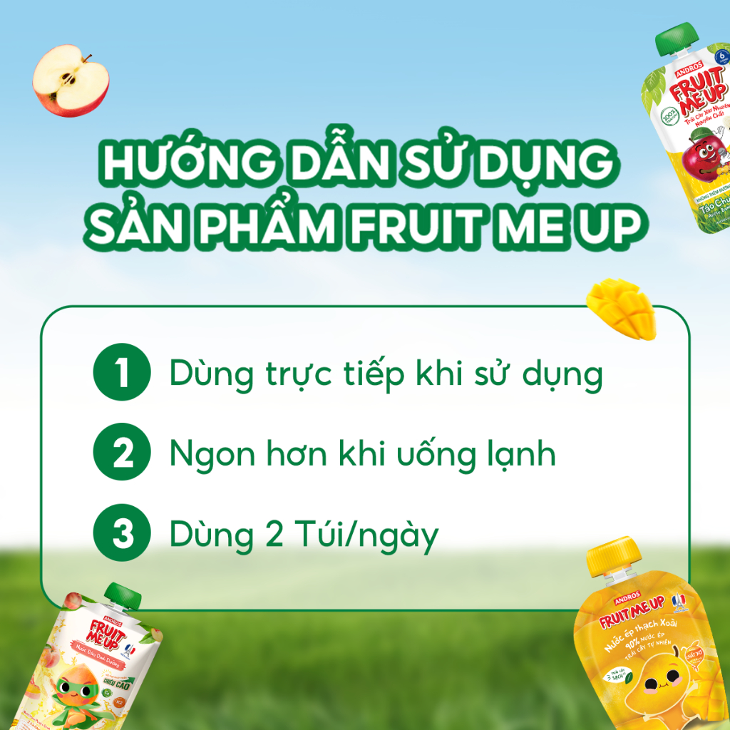 Ảnh Combo 5 Túi Trái Cây Xay Nhuyễn Nguyên Chất - 100% trái cây thật - ANDROS FRUIT ME UP - 90gx5 4